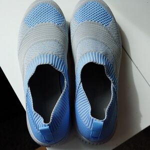 Light Blue and Gray Slip-On Sneakers